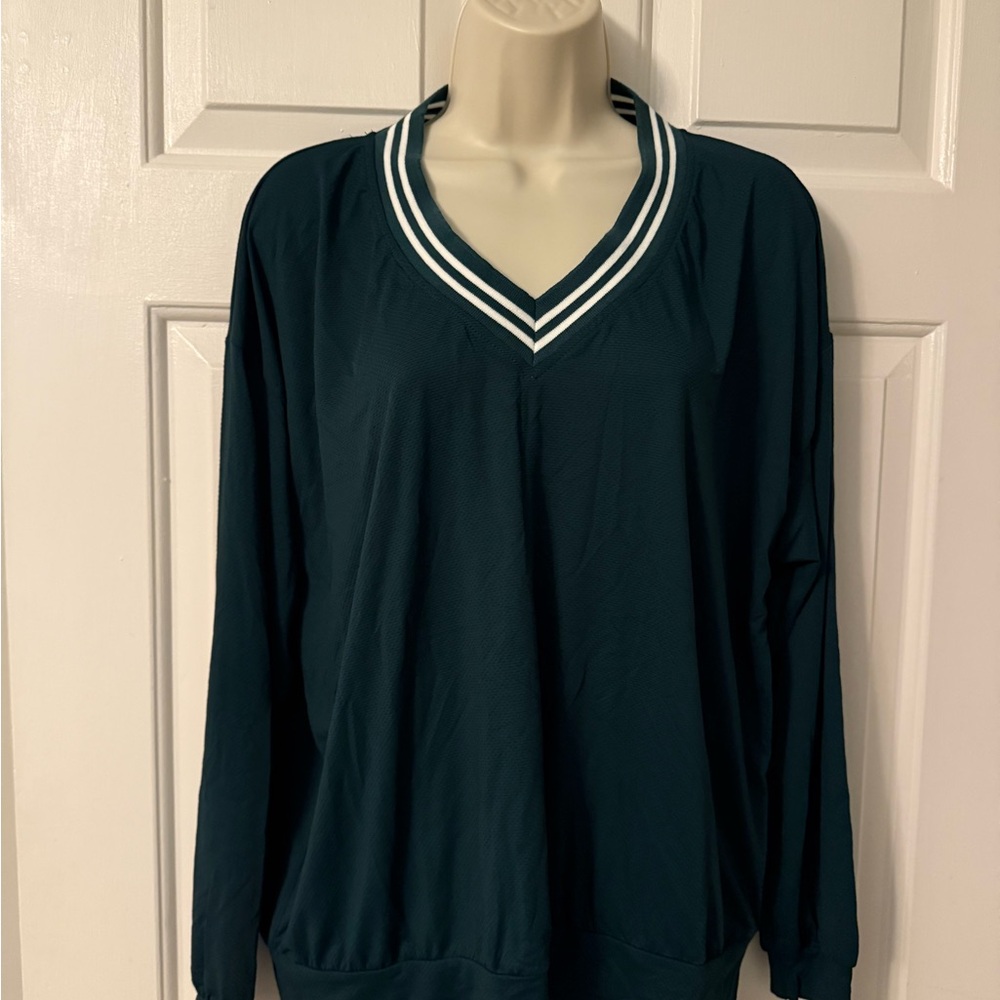 Elegant Teal V-Neck Sweater